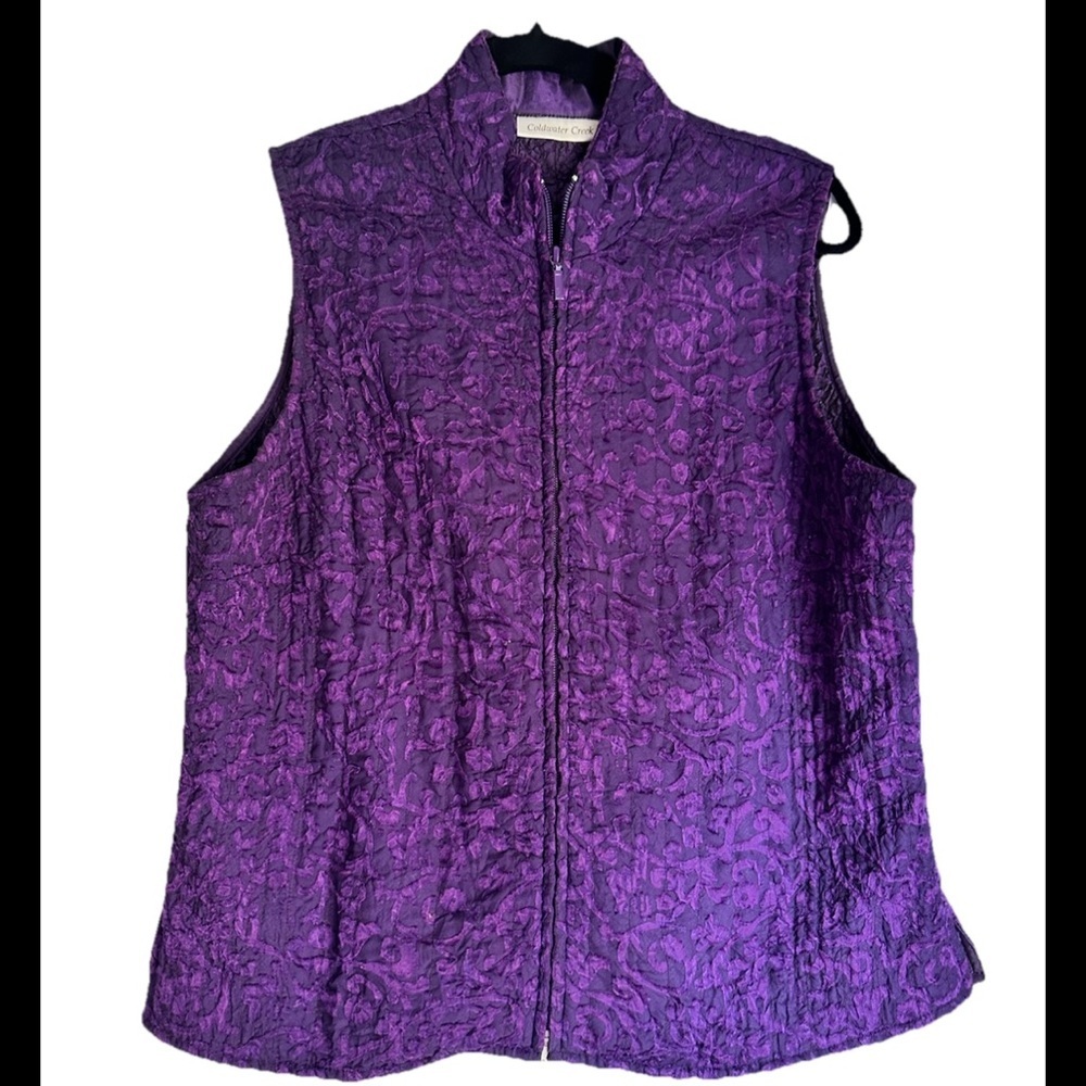 COLDWATER CREEK Women’s Purple Lightweight Puff Vest with Zip front Sz M